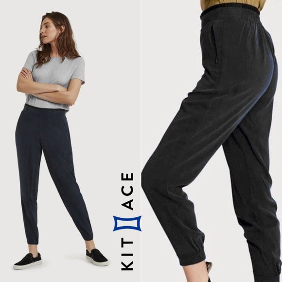 Kit and Ace Pants - Kit and Ace Silk Easy Breezy Stretch Black Jogger Pant - Size 4